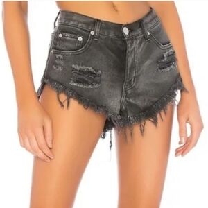 By The Way Revolve Y2K Gray Low Rise Distressed Cut Off Denim Shorts